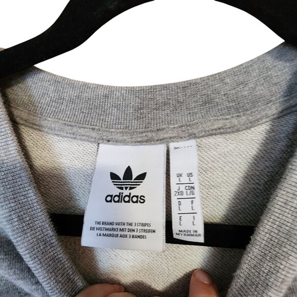 Adidas Womens Grey Three-Stripes Crewneck Sweatshirt L - Picture 4 of 4